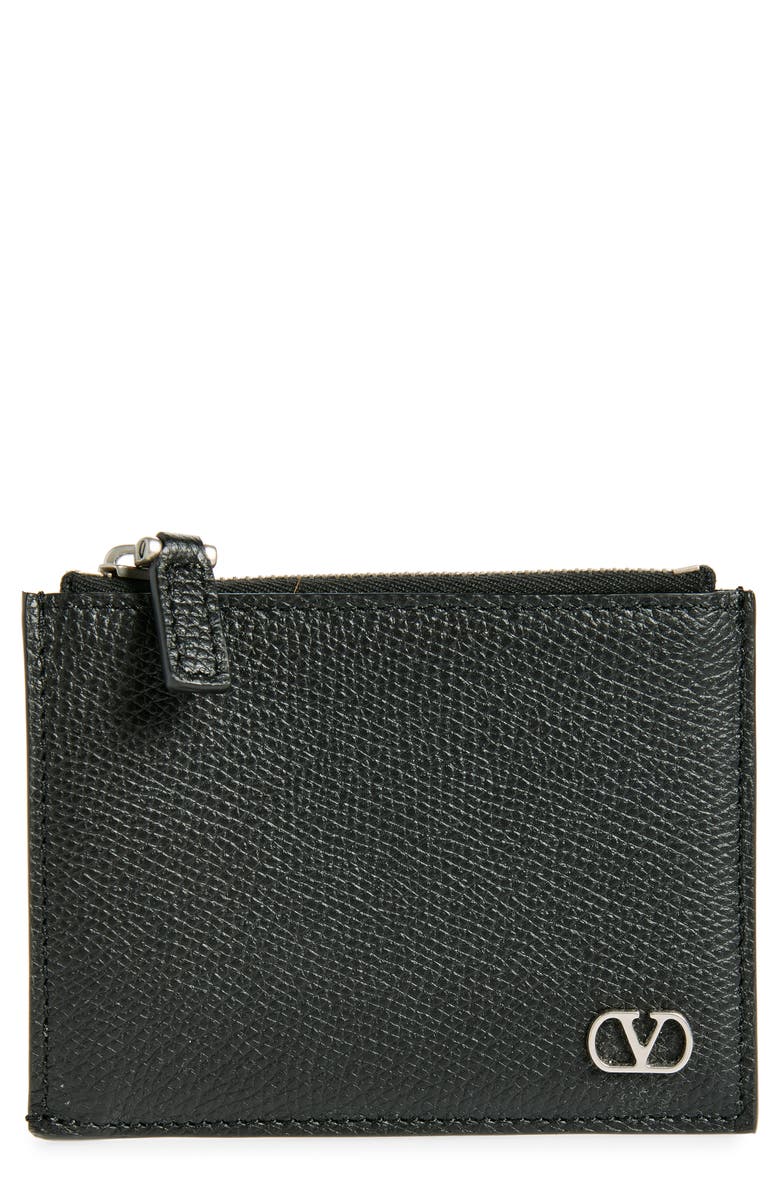 Valentino Garavani VLOGO Leather Card Case, Main, color,