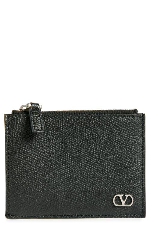 Valentino Garavani Vlogo Leather Card Case In Black