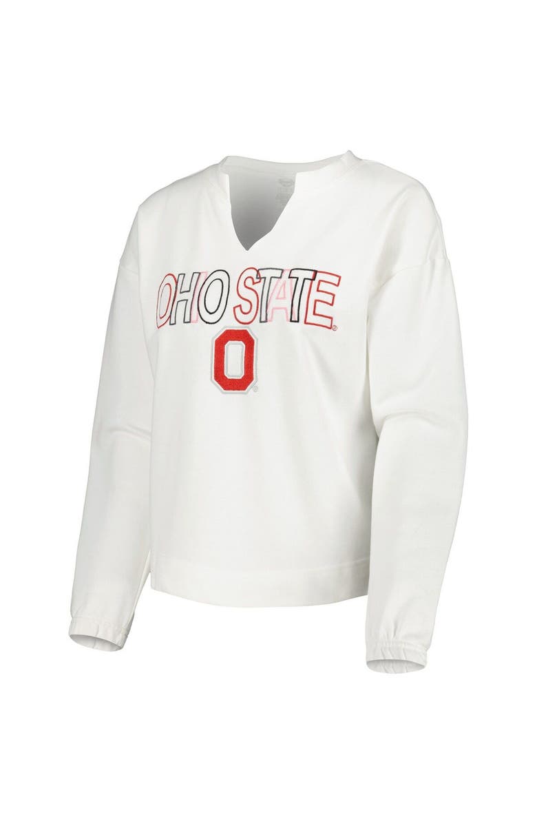 CONCEPTS SPORT Women's Concepts Sport  White Ohio State Buckeyes Sunray Notch Neck Long Sleeve T-Shirt & Shorts Set, Alternate, color, 