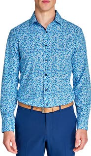 W.R.K Slim Fit Watercolor Floral Performance Dress Shirt