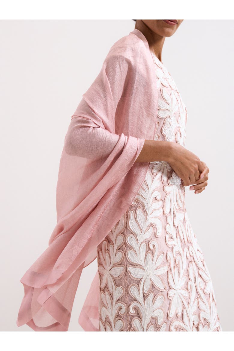 Satin Trim Scarf, Alternate, color, Pale Pink