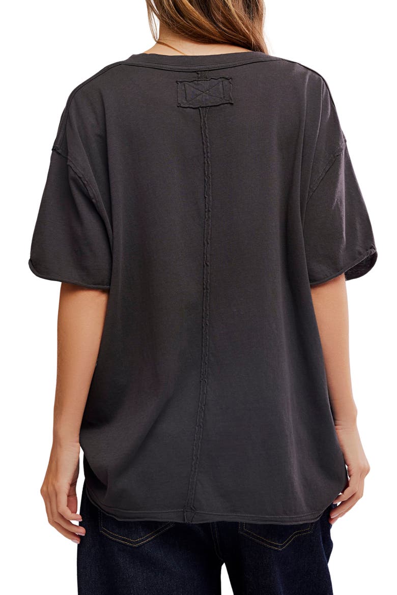 Nina V-Neck Cotton T-Shirt, Alternate, color, BLACK