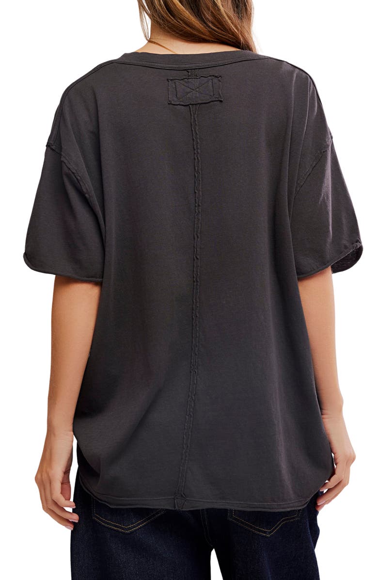 Free People Nina V-Neck Cotton T-Shirt, Alternate, color, Black