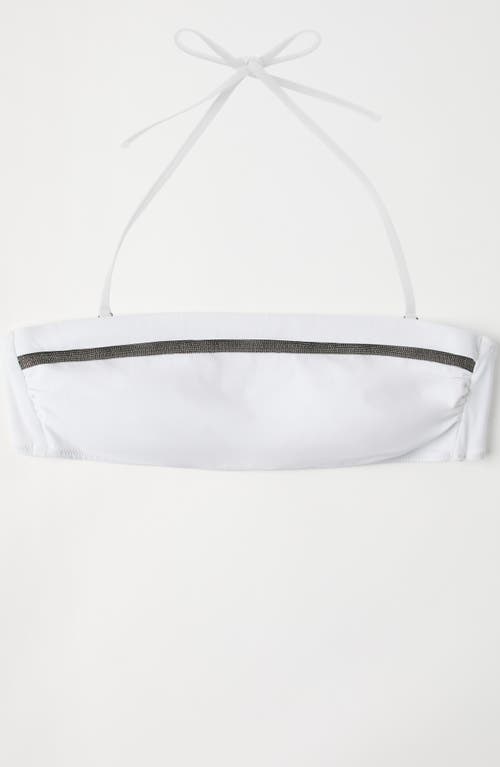 Brunello Cucinelli Bikini Bandeau Top With Monili In White