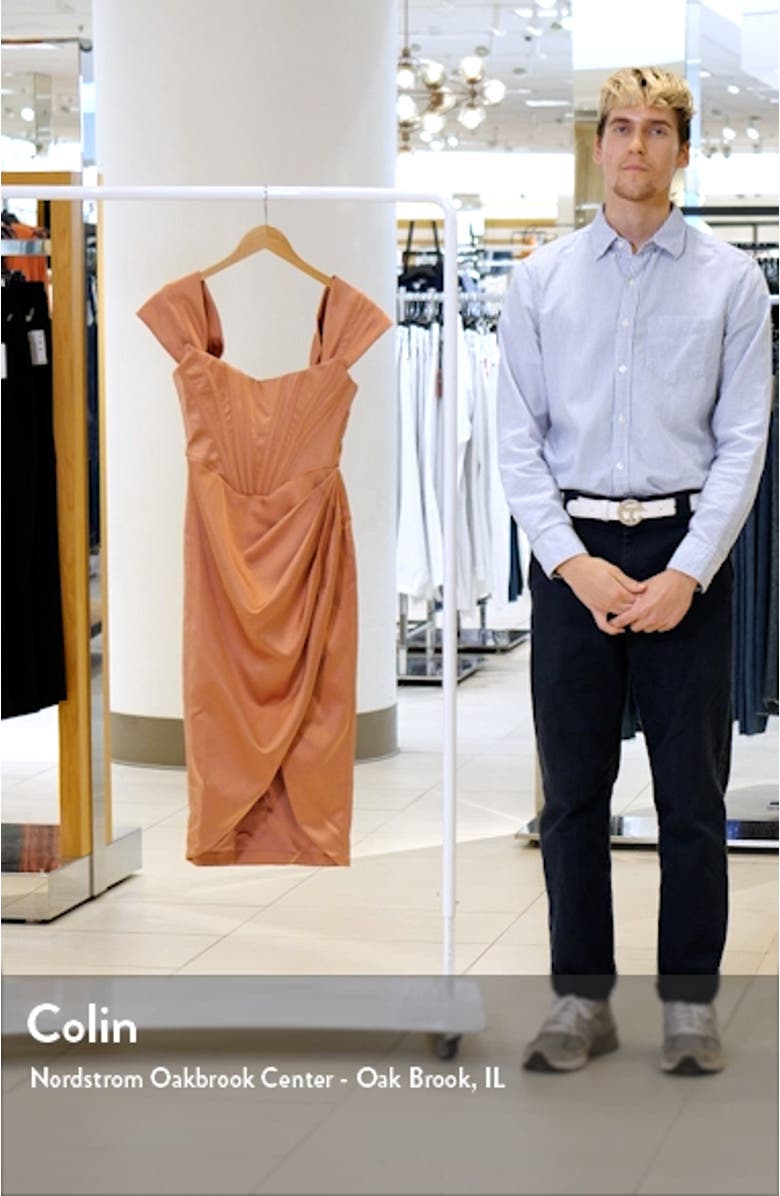 Loretta Off the Shoulder Satin Corset Dress, sales video thumbnail