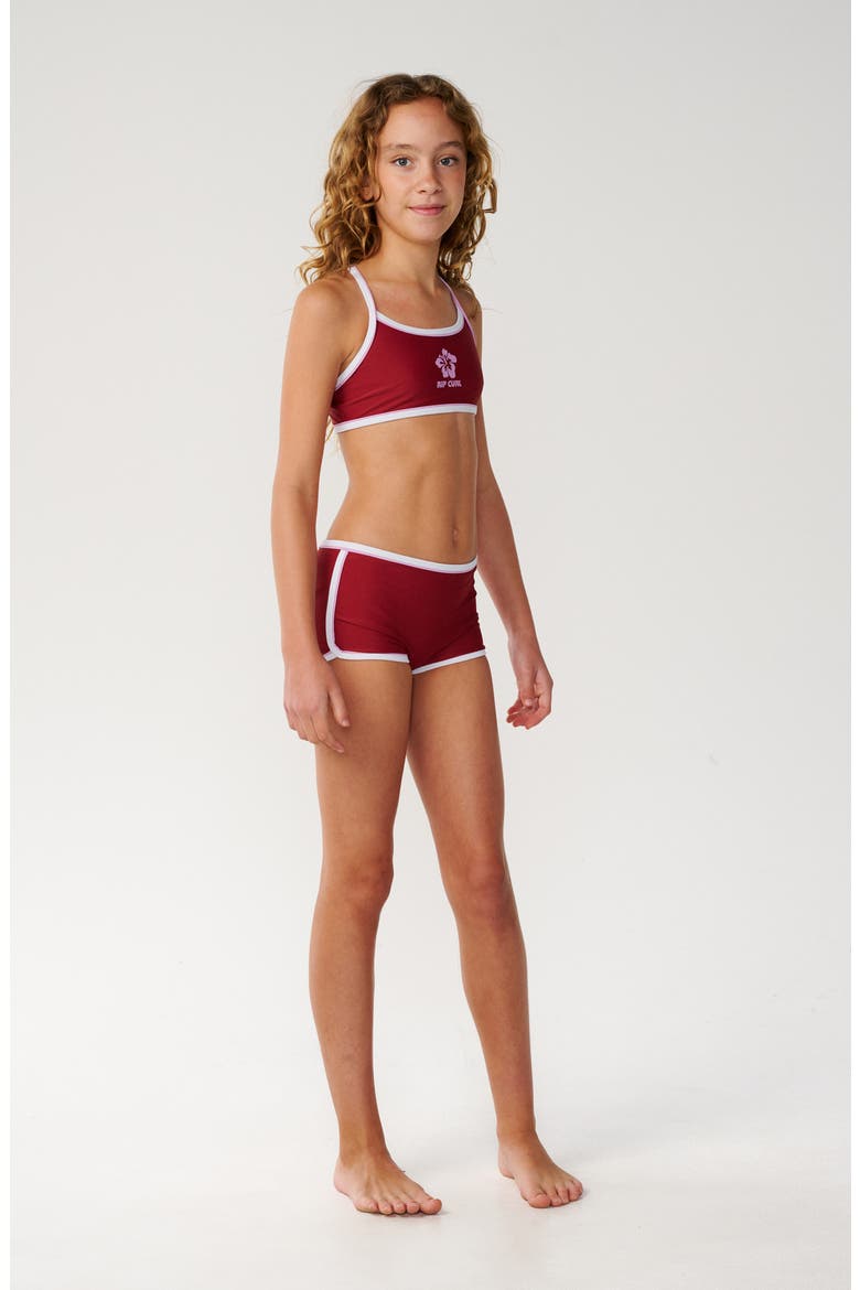 Kids' Retro Pipe Two-Piece Swimsuit, Alternate, color, PLUM
