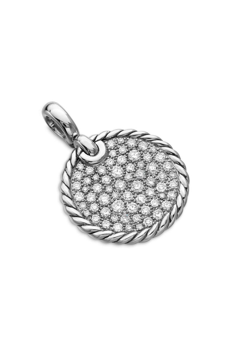 Elements® Disc Pendant with Pavé Diamonds, Alternate, color, SILVER PAVE