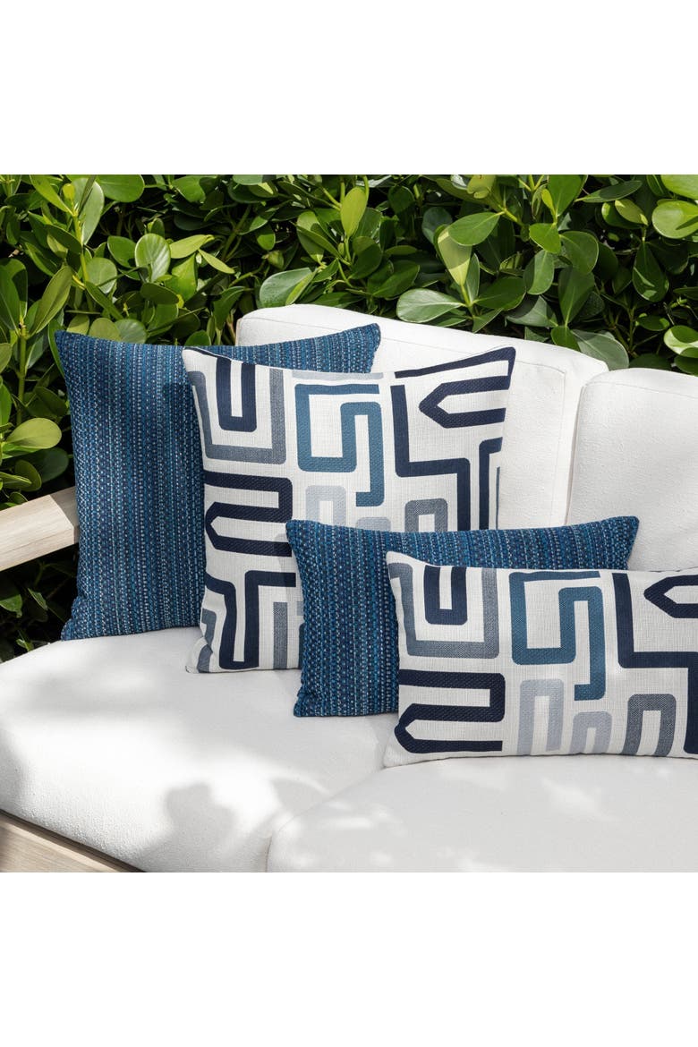 Kaleidoscope Chenille Micro Check Indoor & Outdoor Woven Accent Pillow, Alternate, color, Midnight