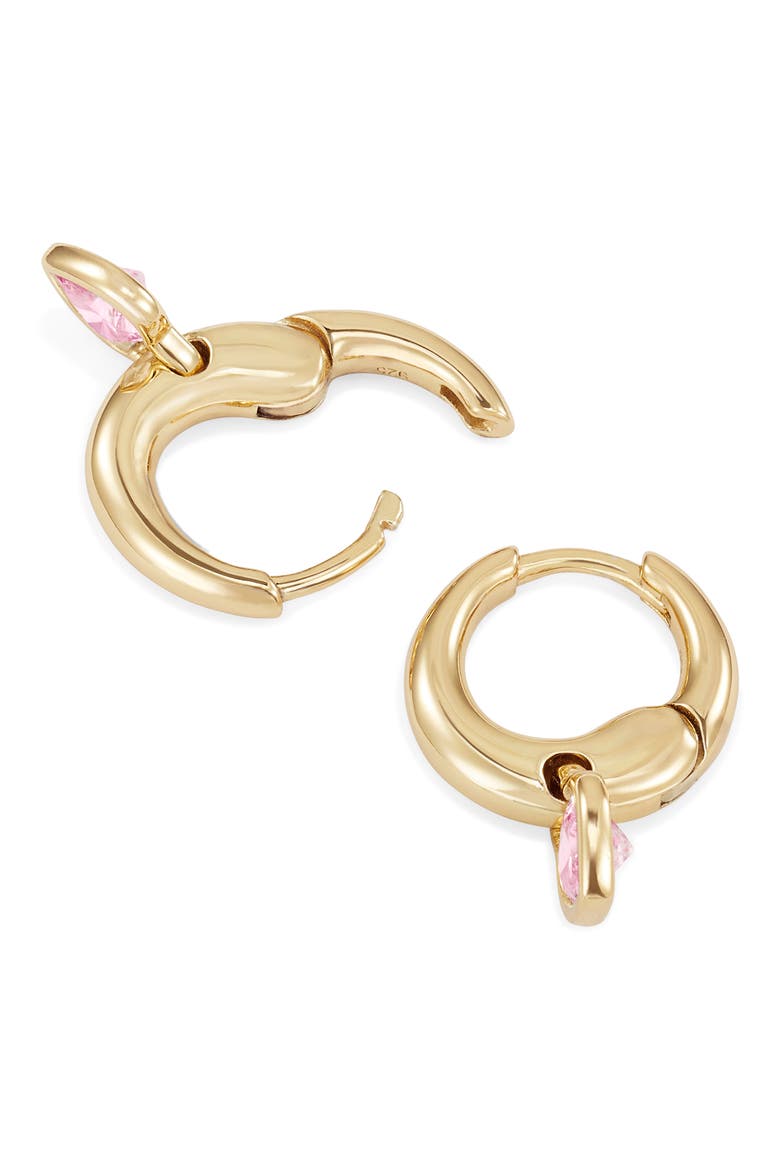 Cherie Heart Charm Huggie Hoop Earrings, Alternate, color, PINK