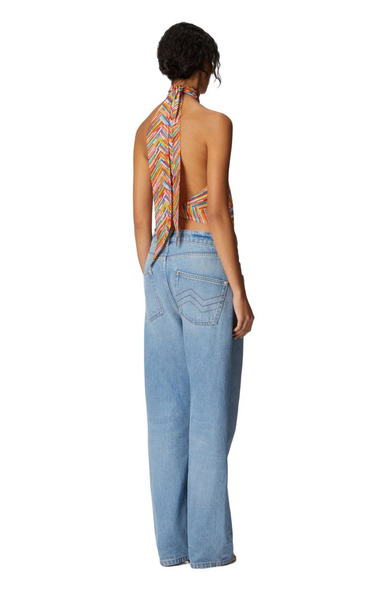 Missoni Sleeveless Turtleneck Top In Printed Cotton And Silk Blend, Alternate, color, Multicoloured 2