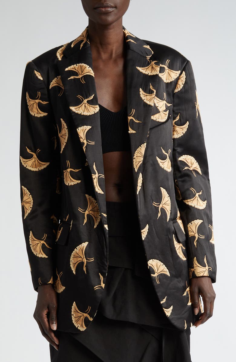 Dries Van Noten Blur Embellished Oversize Satin Blazer, Main, color,