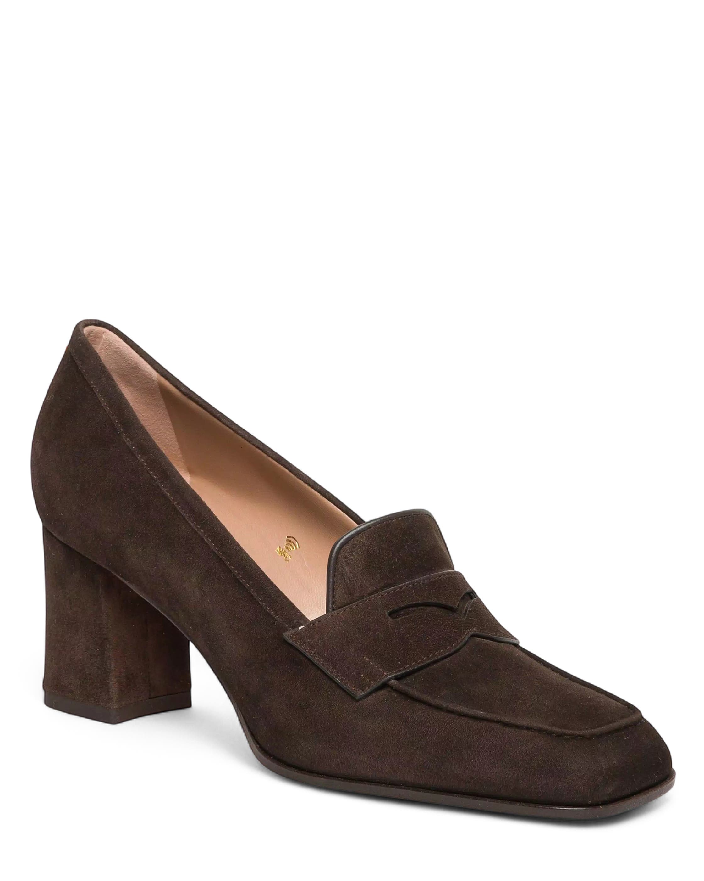 Suede High-Heel Pump, Alternate, color, Brown