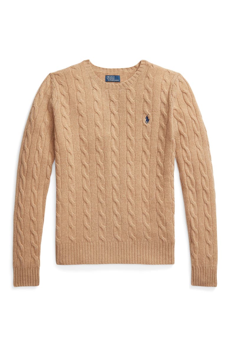 Cable Knit Wool & Cashmere Sweater, Alternate, color, COLLECTION CAMEL MELANGE