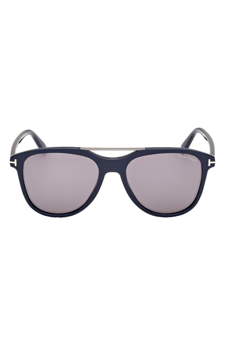 TOM FORD Damian 54mm Pilot Sunglasses, Main, color, Shiny Navy Blue / Light Smoke