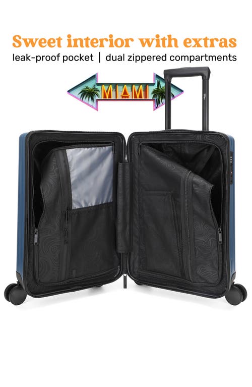 Miami Carry On Ocean Polycarbonate Carry On Spinner Suitcase In Blue