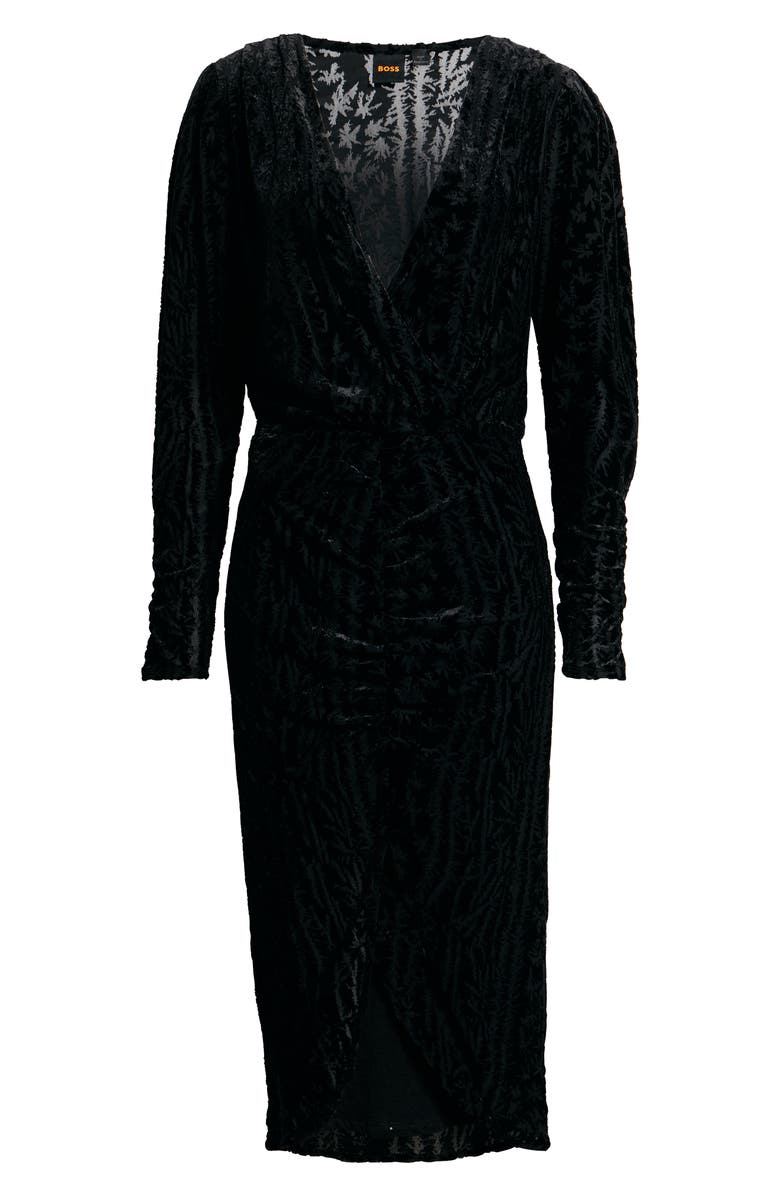 BOSS Orange Efilo Long Sleeve Burnout Dress, Alternate, color, Black