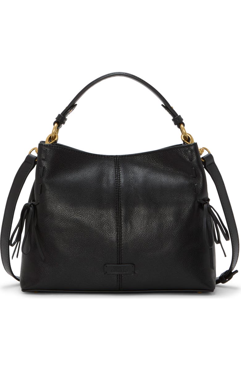 Vince Camuto Sabra Bow Leather Satchel, Alternate, color, Black