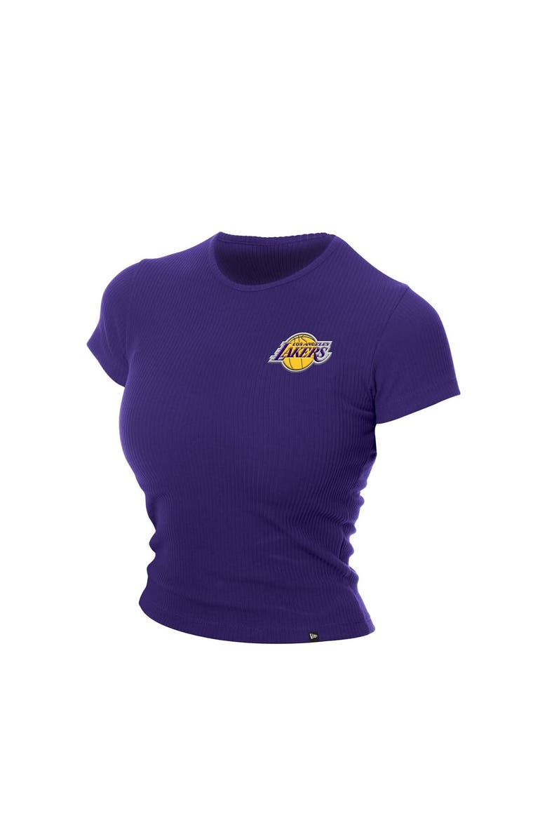 New Era Women's New Era Purple Los Angeles Lakers Leisure Collection Baby Doll Cropped T-Shirt, Alternate, color,