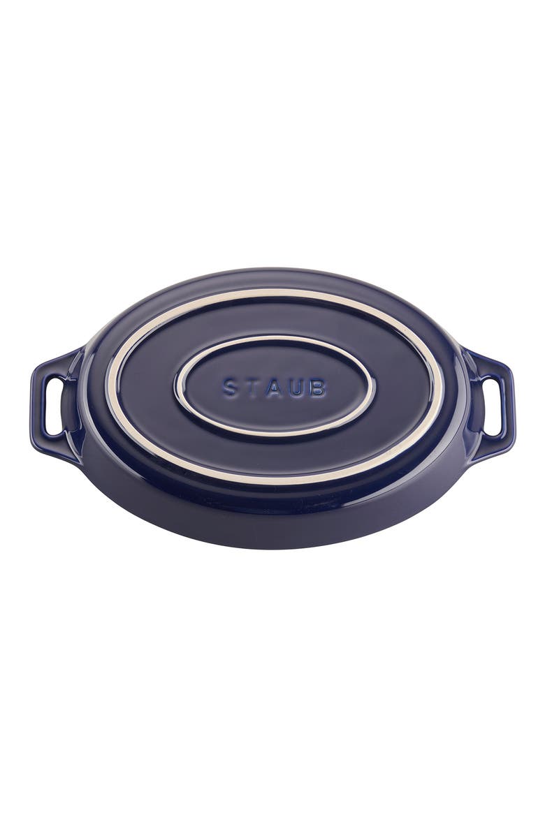 2-Piece Enameled Ceramic Oval Baking Dishes, Alternate, color, DARK BLUE