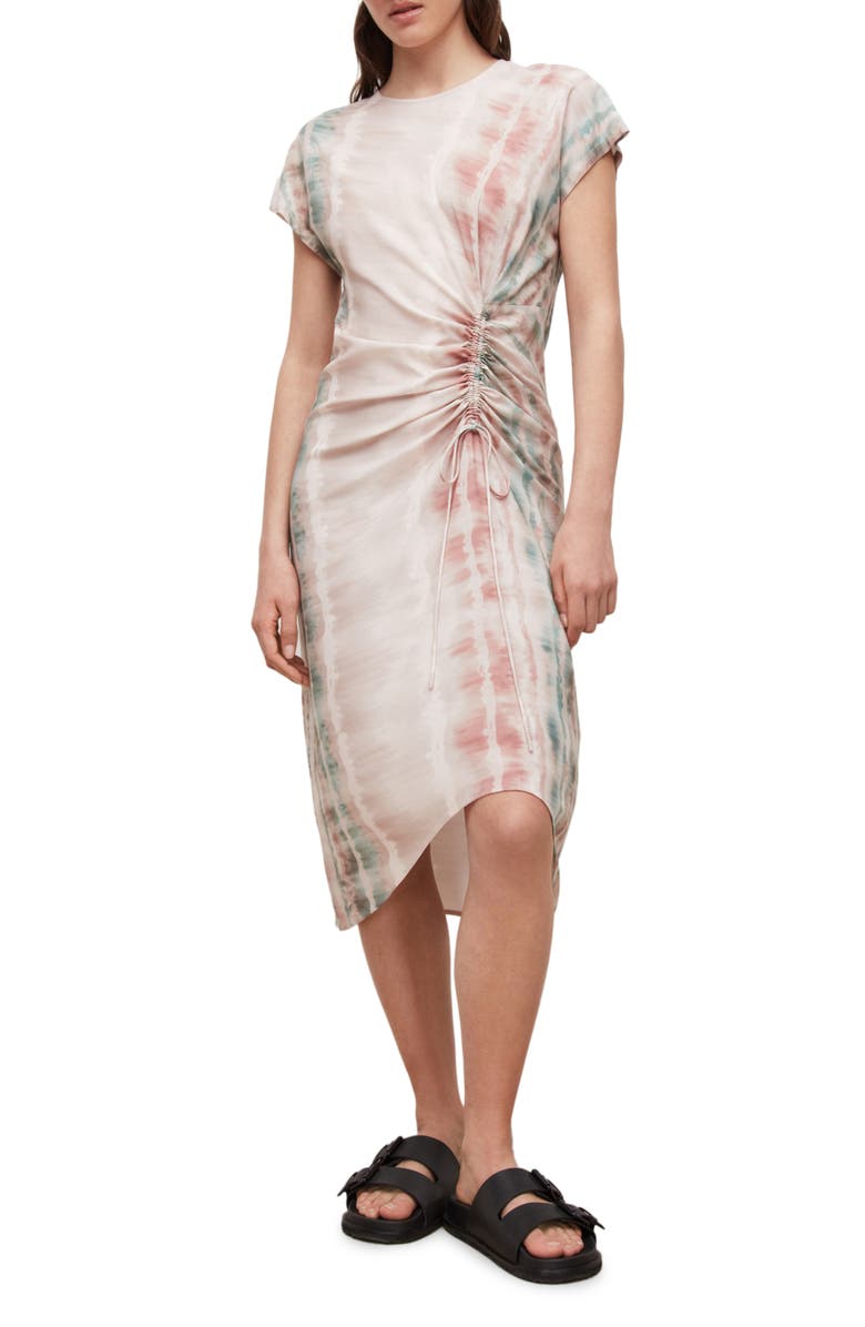 AllSaints Jarita Marea Ruched Tie Dye T-Shirt Dress, Main, color,