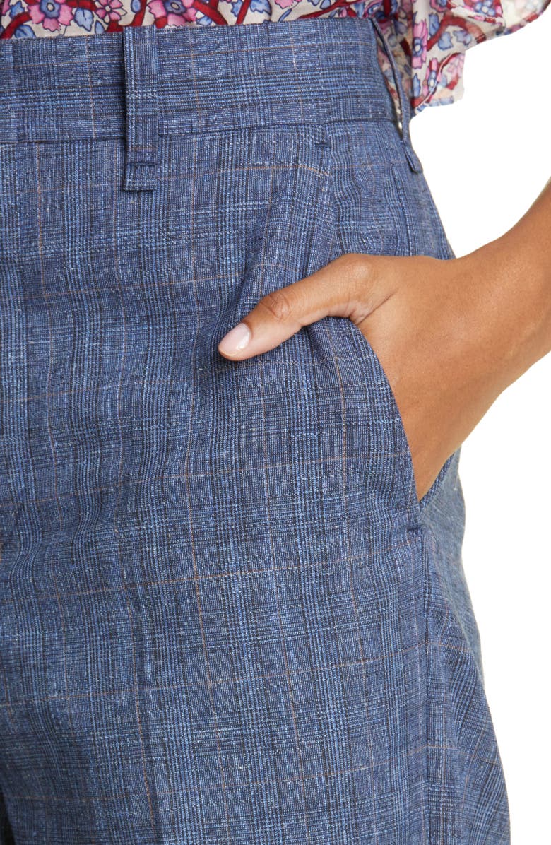 Isabel Marant Étoile Olympe Plaid High Waist Straight Leg Trousers, Alternate, color, 