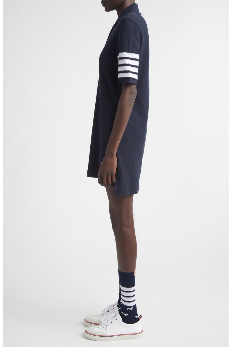 4-Bar Cotton Piqué Polo Dress, Alternate, color, NAVY