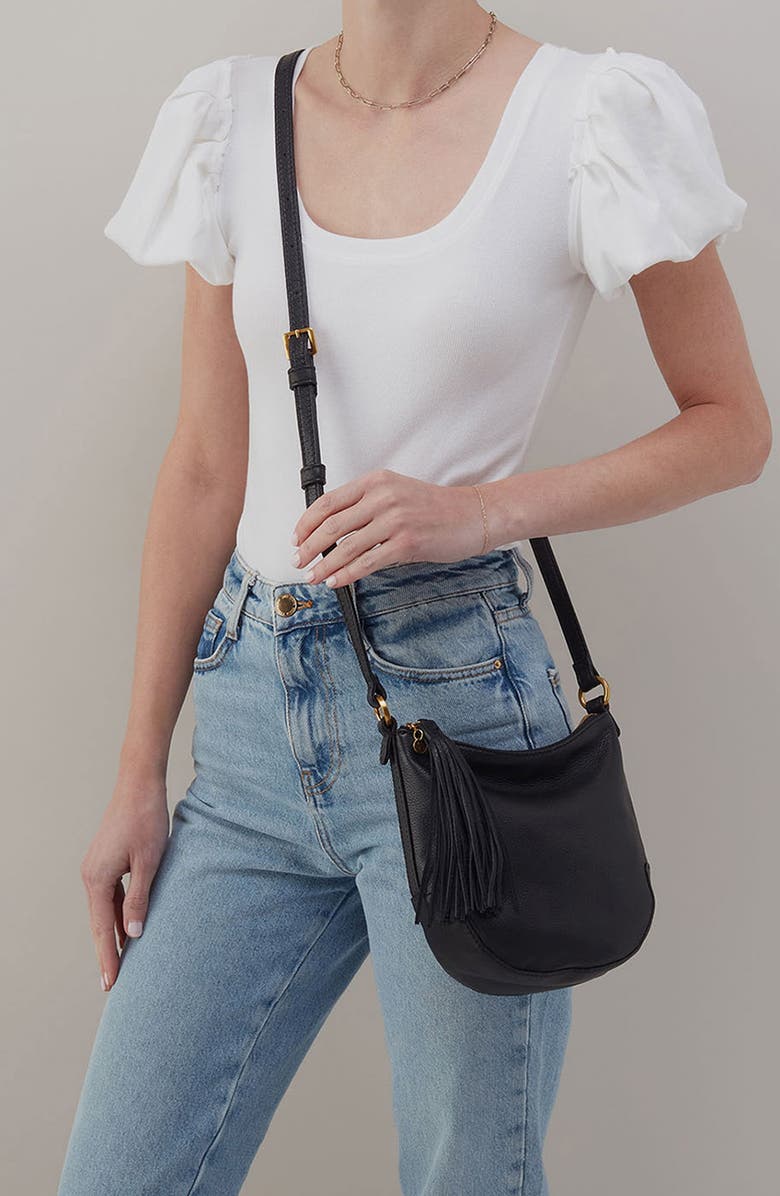 HOBO Lexi Leather Crossbody Bag, Alternate, color, Black