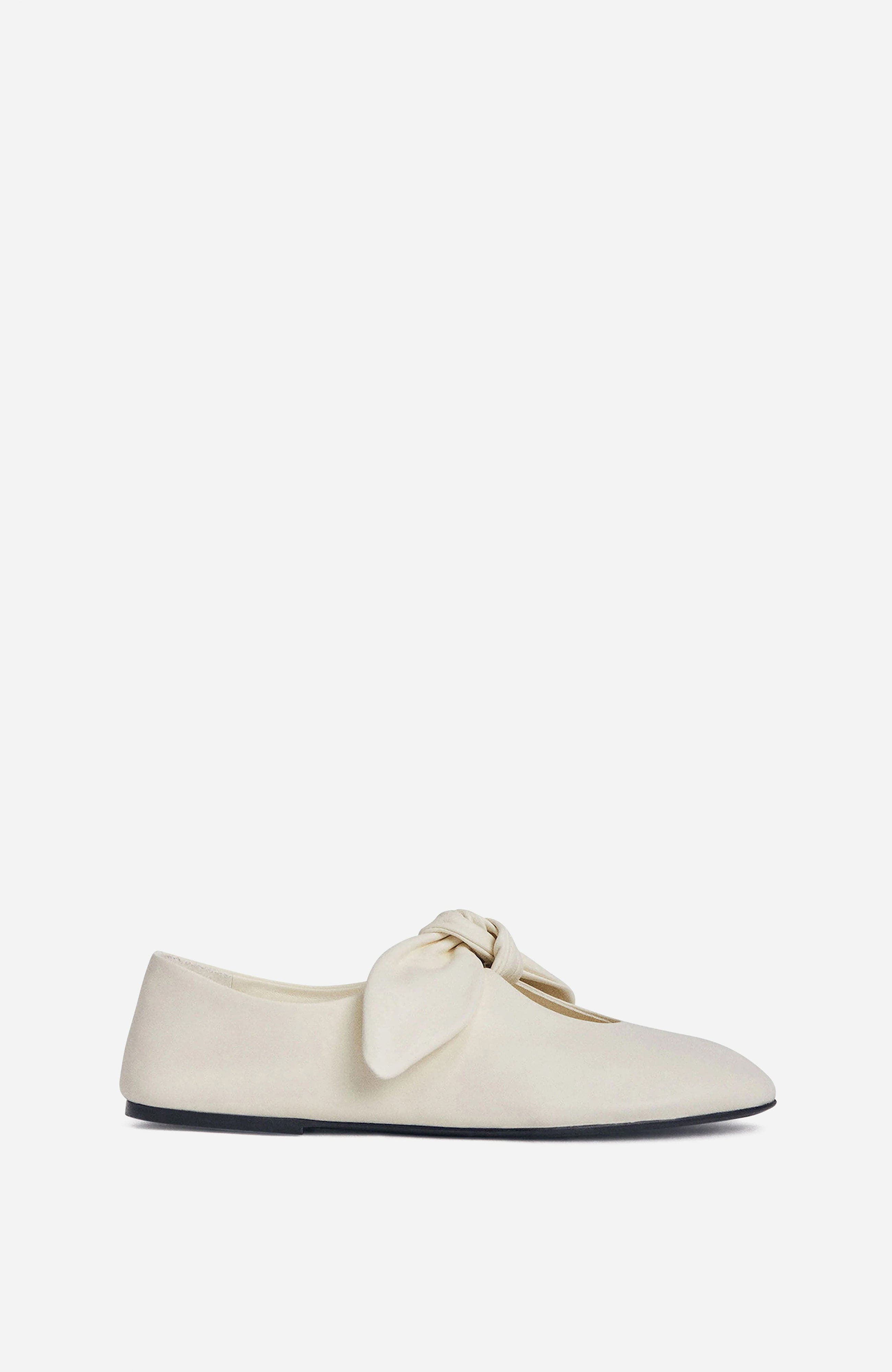 Bow Flat in Nappa Leather, Main, color, Ivory