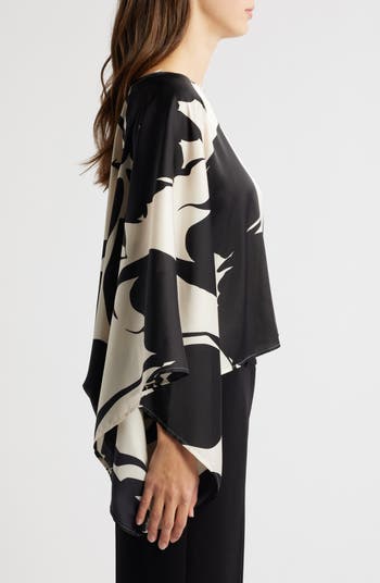 Anne Klein Floral Dolman Sleeve Cape Top | Nordstrom