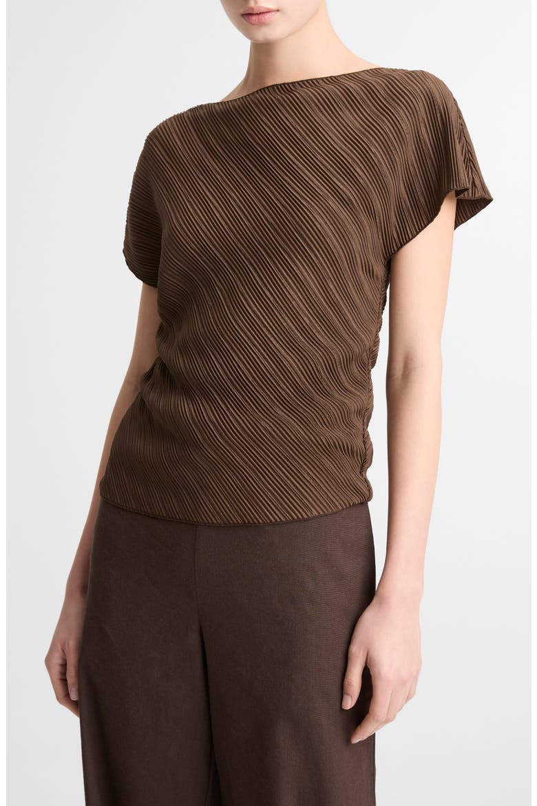 Diagonal Pleat Satin Top, Main, color, CLOVE