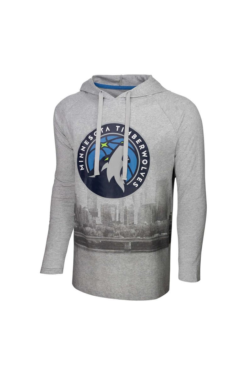Stadium Essentials Men's Stadium Essentials Heather Gray Minnesota Timberwolves Atrium Raglan Long Sleeve Hoodie T-Shirt, Alternate, color, Heather Gray