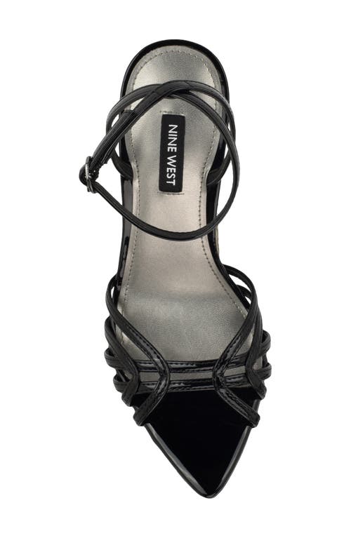 Nine West Paxal Shimmering Stones Metallic Stiletto Sandals Women In Black 001