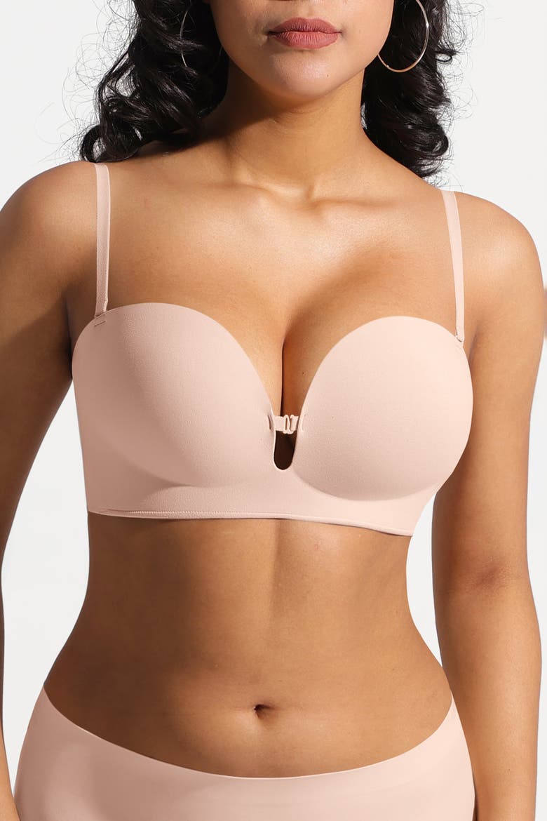Convertible Seamless Non-Slip Push-Up Strapless Bra, Alternate, color, Cream