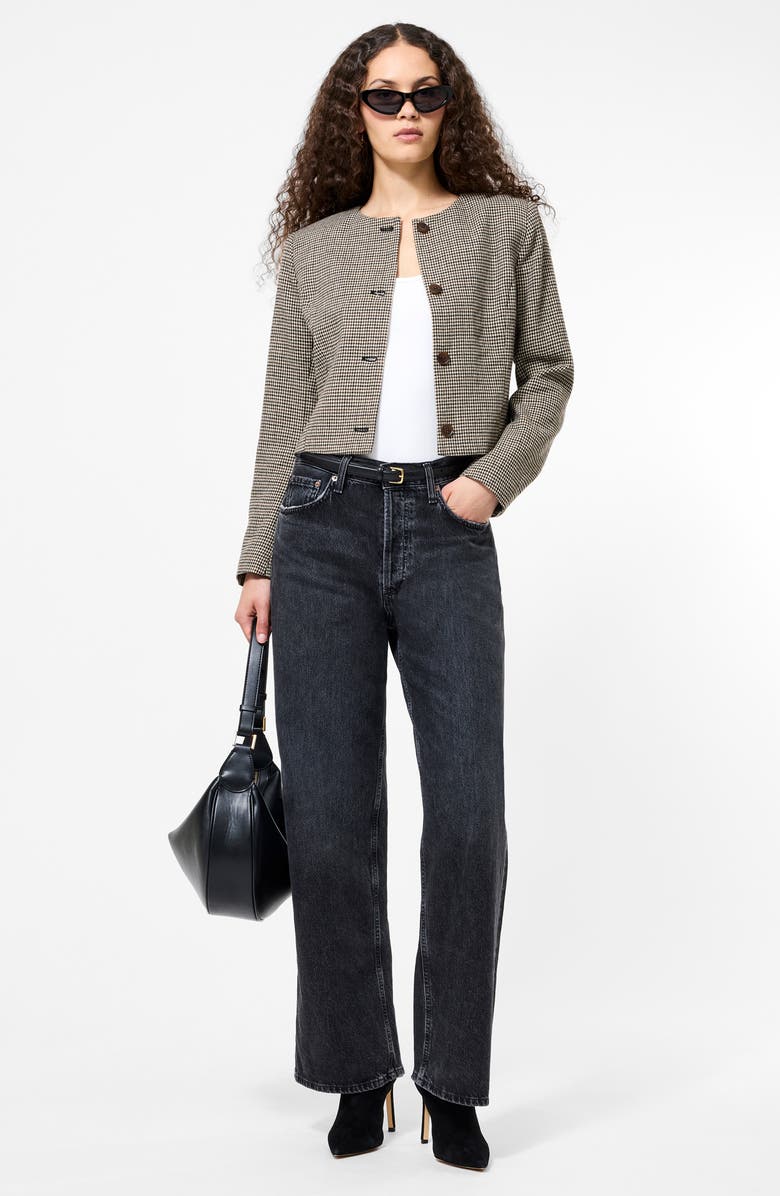 French Connection Houndstooth Check Jacket, Alternate, color, Brown Multi