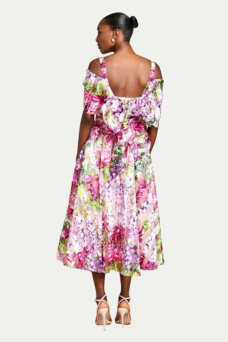 Organza Bardot Midi Dress, Alternate, color, Pink