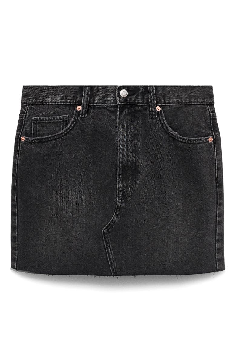 MANGO Raw Hem High Waist Denim Miniskirt, Alternate, color,
