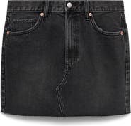 MANGO Raw Hem High Waist Denim Miniskirt