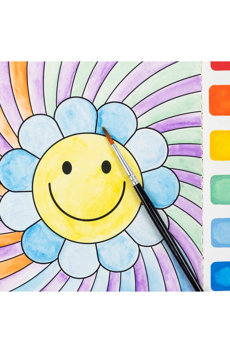 Brea Reese Vivid Watercolor Pad Kit, Rainbow, 8 Retro Groovy Themed Design, Alternate, color, Multicolored