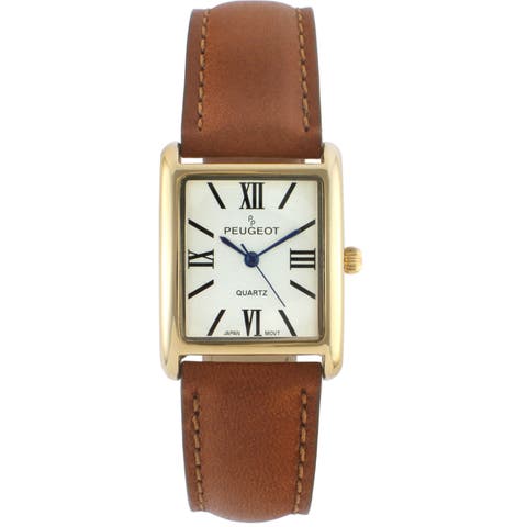 Roma Tank Leather Strap Watch- 26x32MM