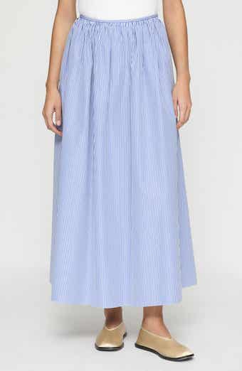 Lafayette 148 New York Stripe Cotton Poplin Skirt