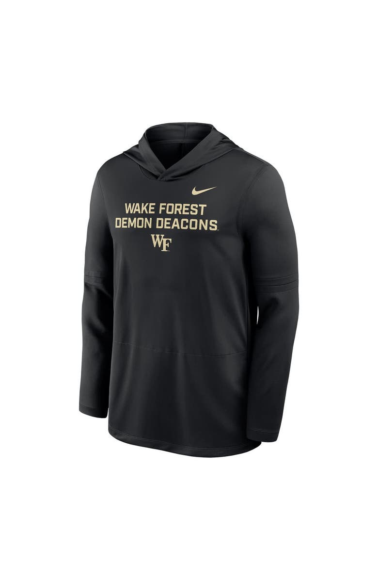 Nike Men's Nike Black Wake Forest Demon Deacons 2025 Sideline Dri-FIT Long Sleeve Hoodie T-Shirt, Alternate, color, Black