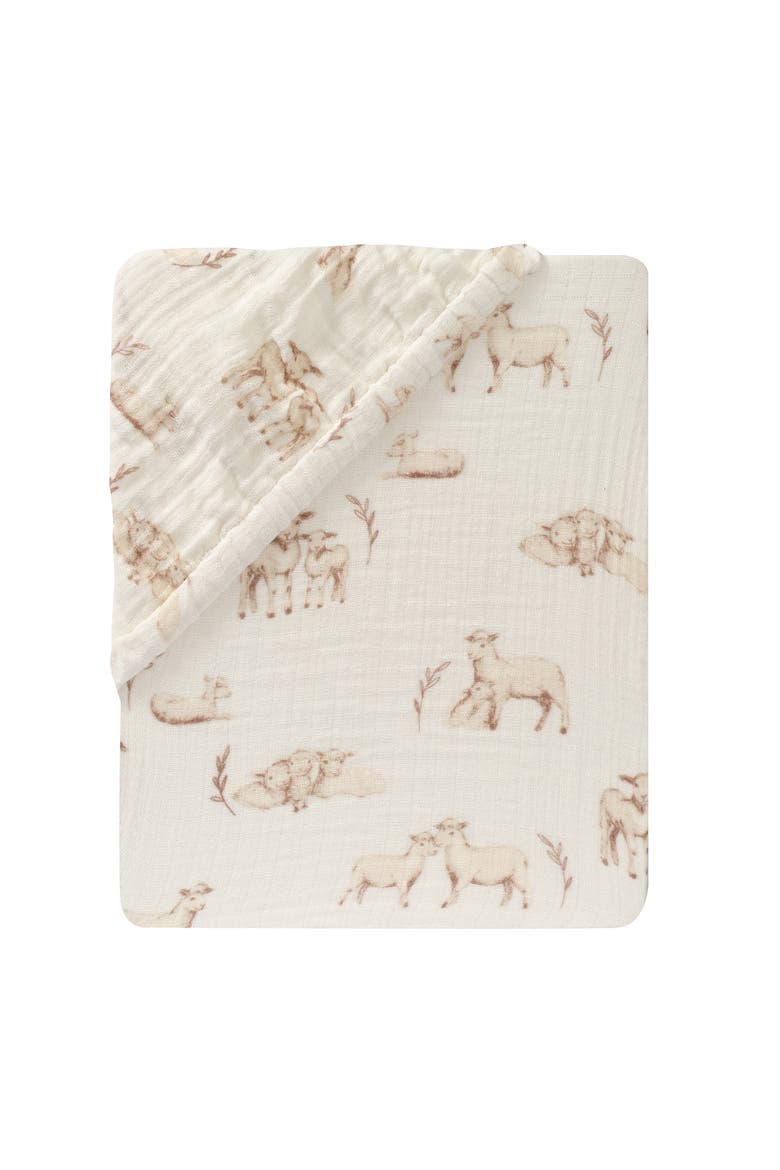 Signature Organic Cotton Muslin Lamb Fitted Crib/Toddler Sheet, Alternate, color, White