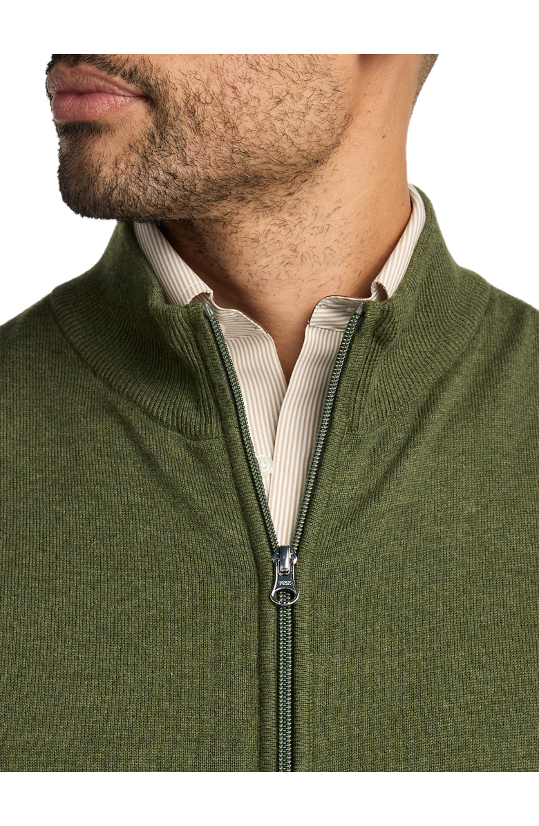 Paul Fredrick Cotton Full Zip Mock Neck Vest, Alternate, color, Olive