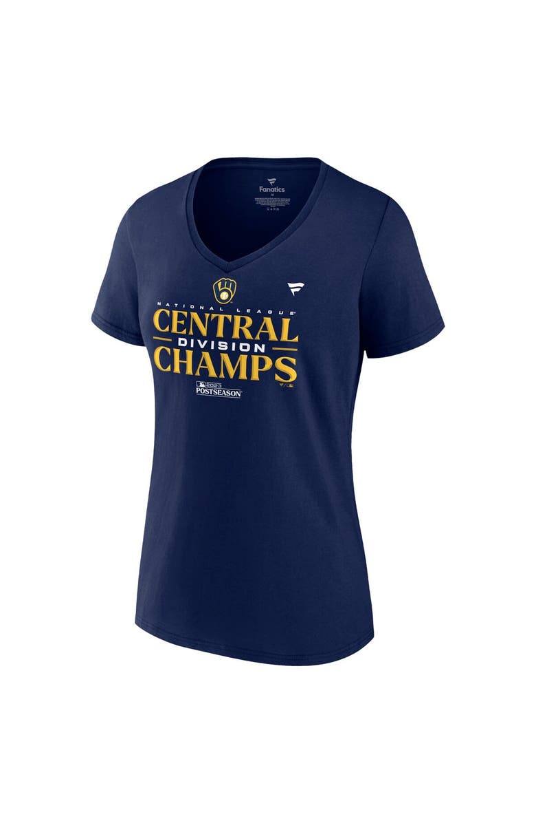 PROFILE Women's Fanatics Branded Navy Milwaukee Brewers 2023 NL Central Division Champions Locker Room Plus Size V-Neck T-Shirt, Alternate, color, 
