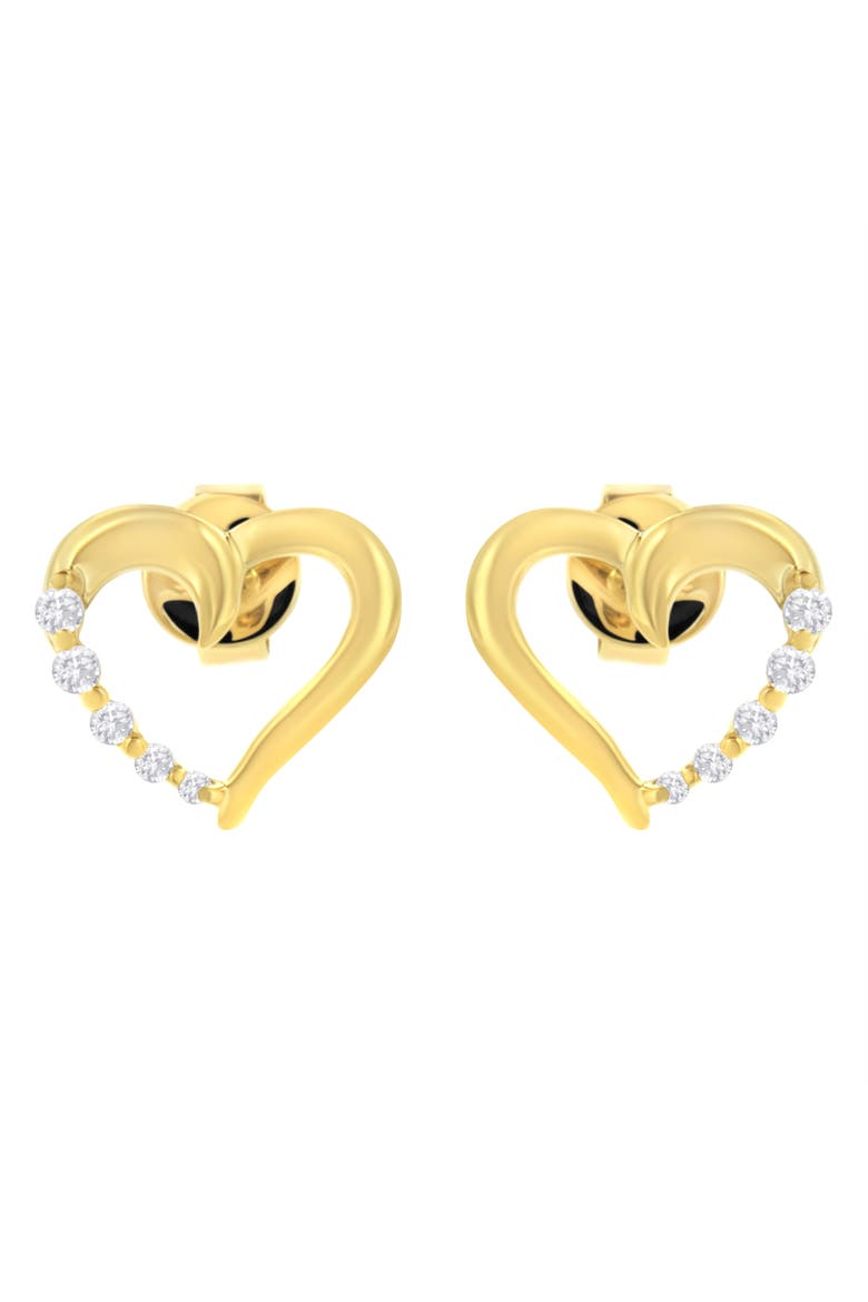 14K Yellow Gold 1/8 Ct Diamond Journey Heart Hoop Earrings, Main, color, Yellow