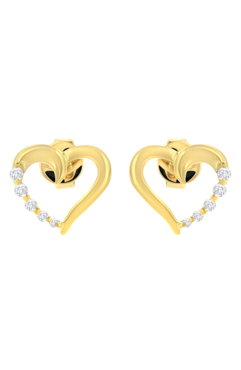 Haus of Brilliance 14K Yellow Gold 1/8 Ct Diamond Journey Heart Hoop Earrings, Main, color, Yellow