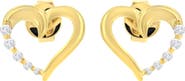 Haus of Brilliance 14K Yellow Gold 1/8 Ct Diamond Journey Heart Hoop Earrings