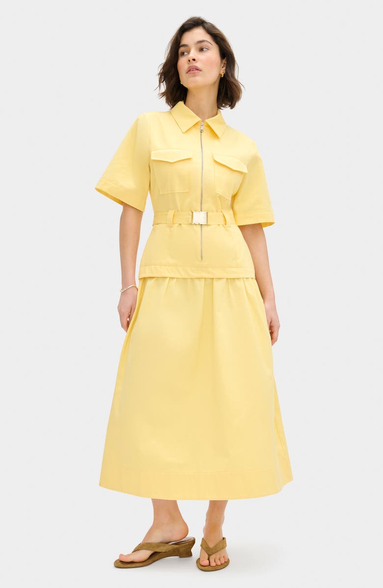 ALIGNE Pearl Short Sleeve Organic Cotton Midi Dress, Alternate, color, Yellow