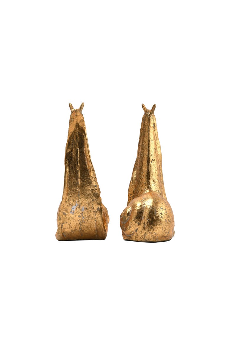 Decorative Distressed Cast Metal Snail Bookends, Gold, Alternate, color, Gold