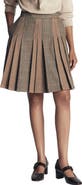 Boden Mixed Panel Pleated Wool Blend Miniskirt